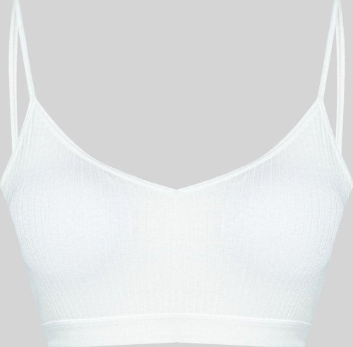 Ekru Fitilli Ince Askılı Pedli Kadın Büstiyer