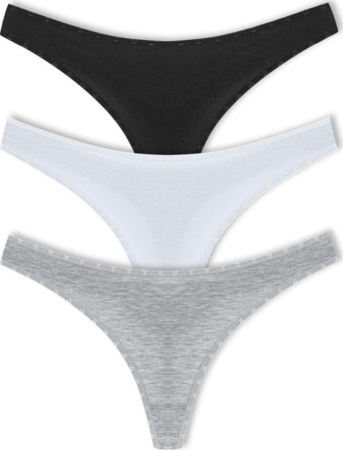 3'Lü Pamuklu Kalpli Lastik Basic Tanga Kadın Külot