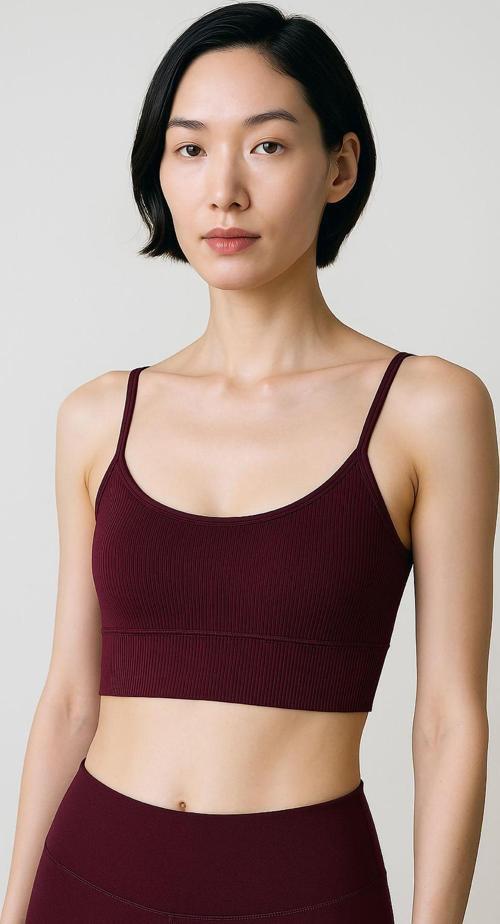 İnce Askılı Toparlayıcı Ripli Spor Büstiyer | Bordo
