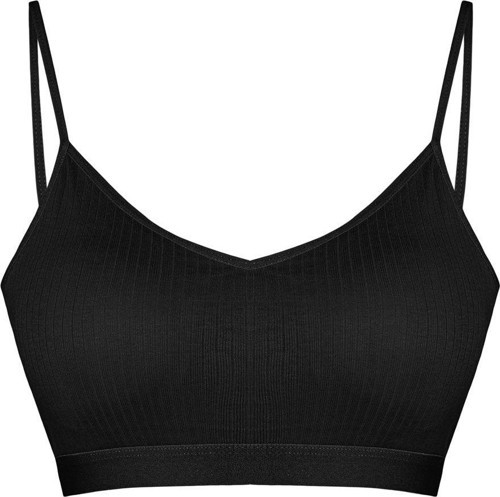 Siyah Fitilli Ince Askılı Pedli Kadın Büstiyer