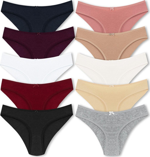 10'Lu Pamuklu Arkası Çift Kat Dikişsiz Bikini Kadın Külot