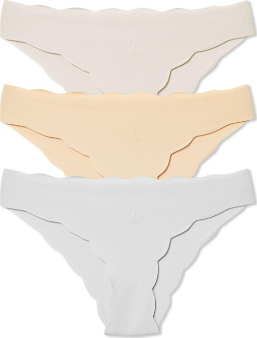 3'Lü Lazer Kesim Beli Ve Paçası Dalgalı Slip Kadın Külot