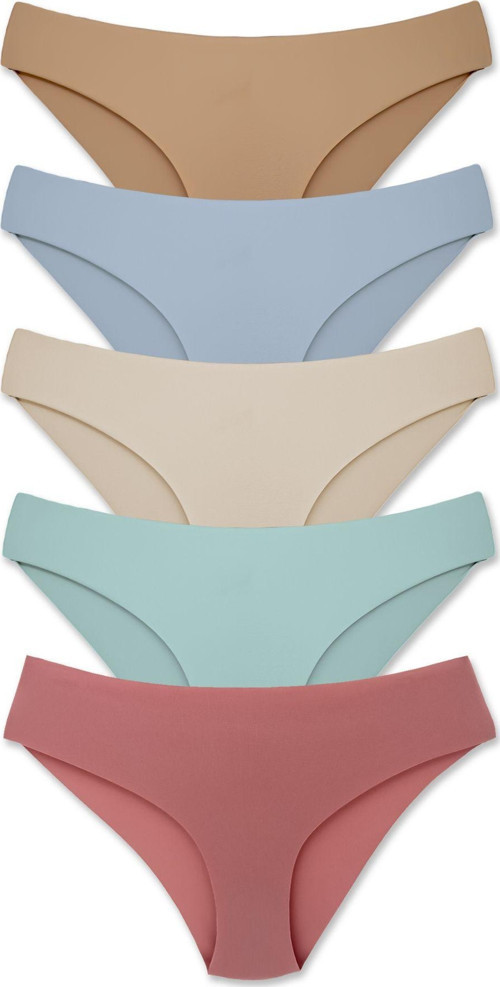 5'Li Interlok Kumaş Lazer Kesim Dikişsiz Iz Yapmaz Slip Kadın Külot