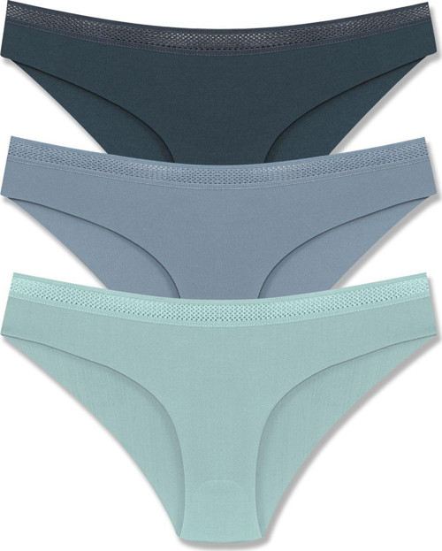 3'Lü İnterlok Lazer Kesim File Lastik Slip Kadın Külot