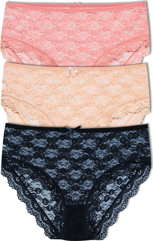 3'Lü Dantelli Yüksek Bel Büyük Beden Kadın Külot