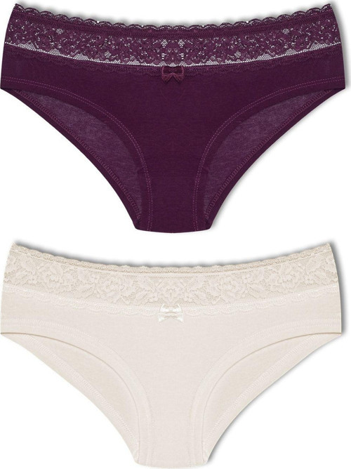 2'Li Pamuklu Beli Dantelli Hipster Kadın Boxer Külot