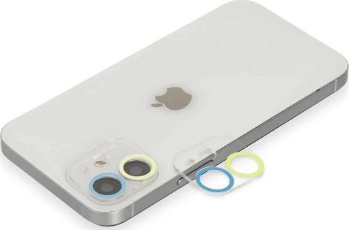 iPhone 11 Renkli Kamera Lens Koruma Cam - Sarı-Mavi