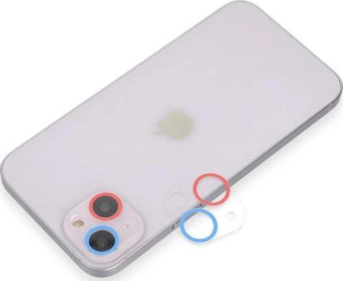 iPhone 14 Plus Renkli Kamera Lens Koruma Cam - Pembe-Mavi
