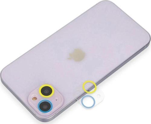 iPhone 13 Mini Renkli Kamera Lens Koruma Cam - Sarı-Mavi