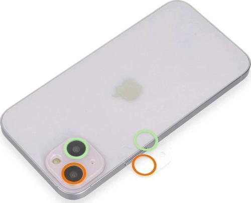 iPhone 13 Renkli Kamera Lens Koruma Cam - Turuncu-Yeşil