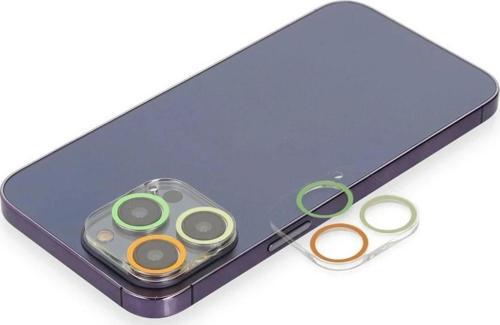 iPhone 13 Pro Max Renkli Kamera Lens Koruma Cam - Sarı-Turuncu