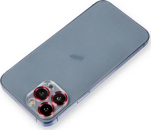 iPhone 12 Pro Max Metal Kamera Lens Koruma Cam - Kırmızı