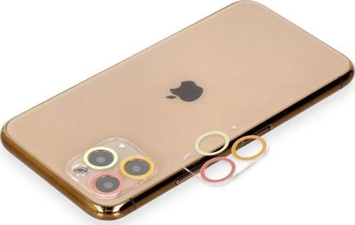 iPhone 11 Pro Max Renkli Kamera Lens Koruma Cam - Turuncu-Kırmızı