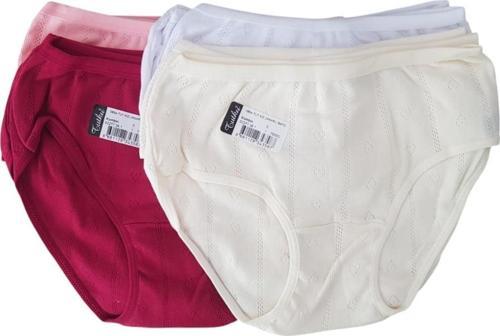 0854 Kız Çocuk Jakarlı Bato-Slip-Külot - 12'li Kombin