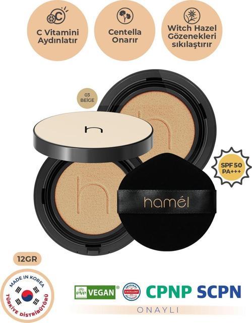Zero Fit Cushion Uzun Süre Kalıcı Kore Fondöten Spf50+ Pa+++ Doğal Bitişli Refill X2 12G Beige