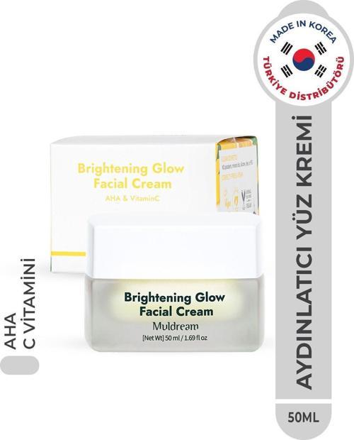 Brightening Glow Facial Cream Aha Ve C Vitamin Canlandırıcı Aydınlatıcı Nemlendirici Krem Kore 50Ml