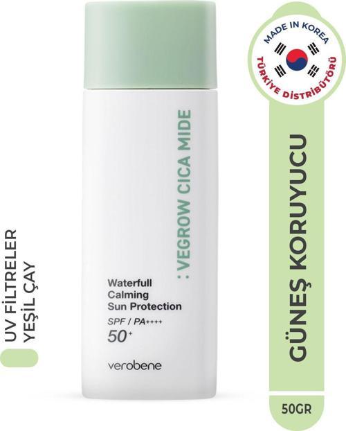 Vegrow Cica Mide Waterfull Sun Protection Vegan Yatıştırıcı Güneş Kremi Spf50 Yüksek Koruma Kore 50G