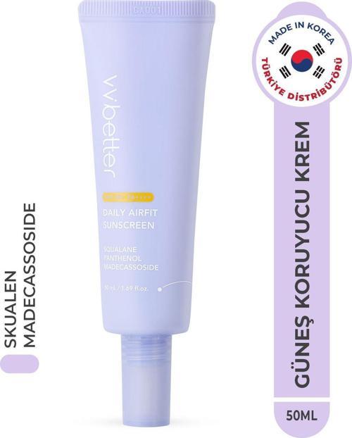 Daily Airfit Sunscreen Spf50 Yüksek Koruma Güneş Kremi Panthenol Nemlendirici Yatıştırıcı Kore 50Ml