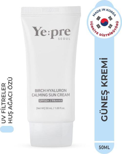 Birch Hyaluron Calming Sun Cream Spf50 Güneş Kremi Nemlendirici Huş Ağacı Hyaluronic Acid Kore 50Ml