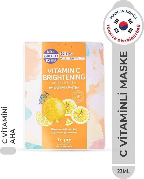 Vitamin C Brightening Ampoule Mask C Vitamini Ve Glikolik Asit Canlandırıcı Yüz Maskesi Kore 23Ml