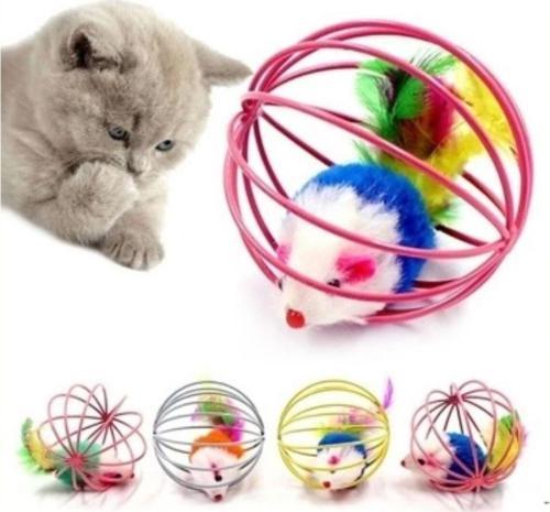 Tekli Peluş Fare Kafesi Kedi Oyuncağı