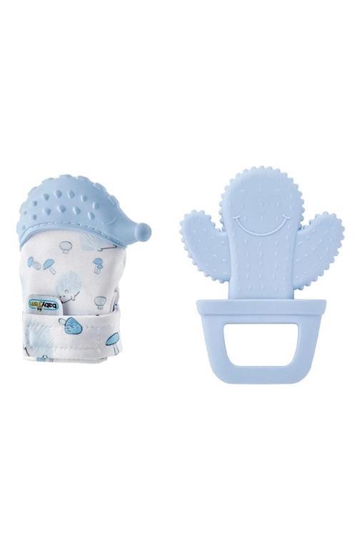 2'Li Mavi Diş Kaşıma Seti Diş Kaşıyıcı Kirpi Eldiven Diş Kaşıyıcı Kaktüs