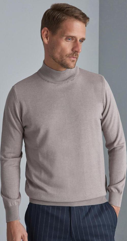 Erkek Bej  Yarım Balıkçı Triko