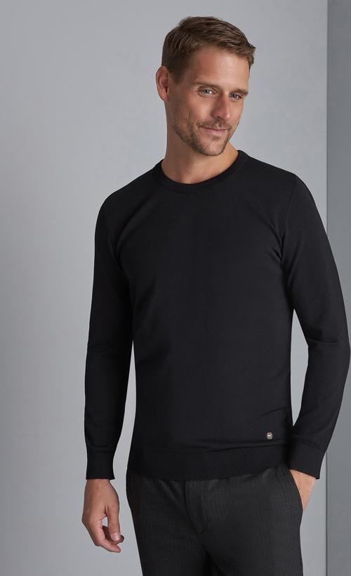 Erkek Siyah  Bisiklet Yaka Triko