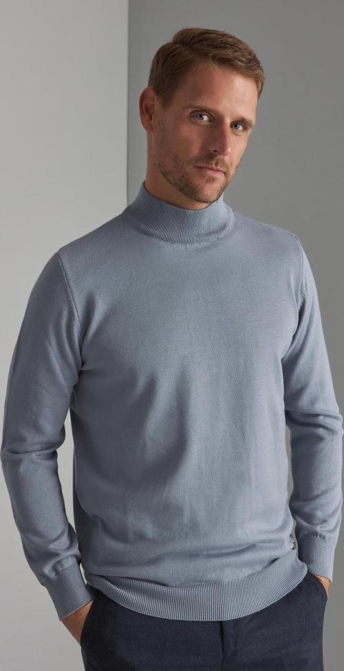 Erkek İndigo Yarım Balıkçı Triko