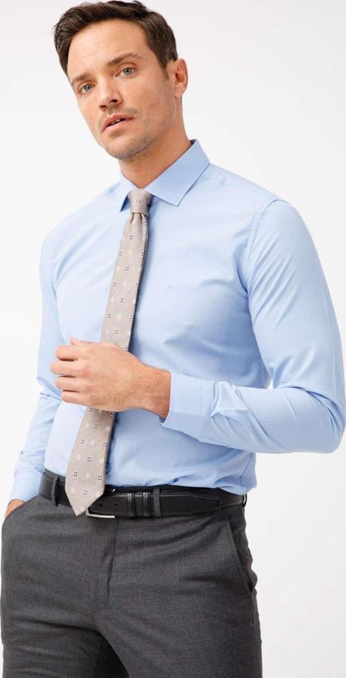 Koyu Mavi Slim Fit Dar Kalıp Klasik Yaka Düz Uzun Kollu Cepsiz Kolay Ütülenir Gömlek