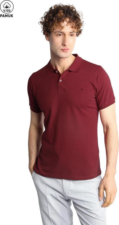 Erkek Bordo Modernfit / Dar Kalıp Polo Yaka Tişört