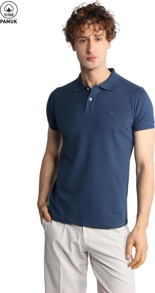 Erkek Marin Modernfit / Dar Kalıp Polo Yaka Tişört