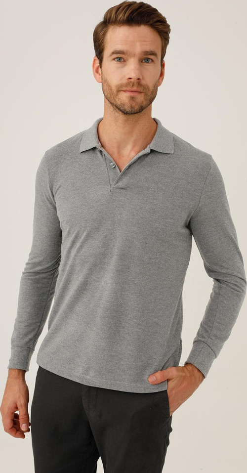 Erkek Antrasit Polo Yaka Düğmeli Triko