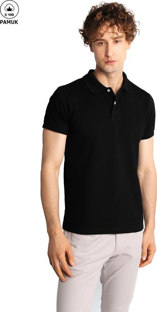 Erkek Siyah Modernfit / Dar Kalıp Polo Yaka Tişört