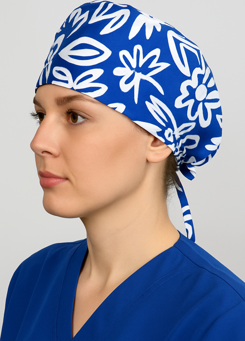 Desenli Mavi Doktor Hemşire Aşçı Cerrahi Bone Hastane Bone Bandana M452
