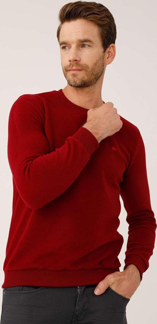 Erkek Bordo  Bisiklet Yaka Triko