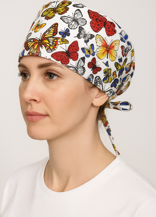 Kelebek Desenli Doktor Hemşire Aşçı Cerrahi Bone Hastane Bone Bandana M456