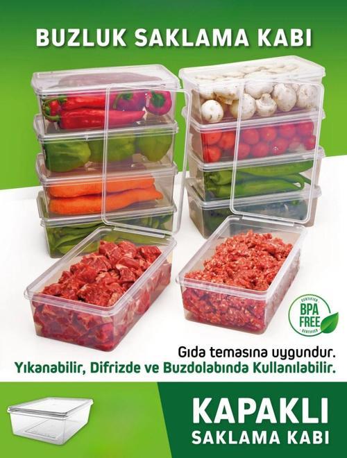Plastik Kapaklı Saklama Kabı Kilitli,Dondurucu,Buzdolabı,Oyuncak,Yemek,Kahve - 10Adet Mavi