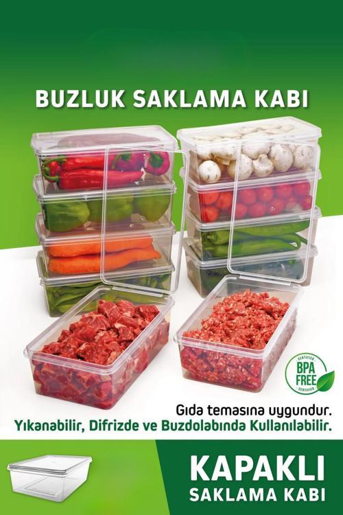 Plastik Kapaklı Saklama Kabı Kilitli,Dondurucu,Buzdolabı,Oyuncak,Yemek,Kahve - 10Adet Mavi