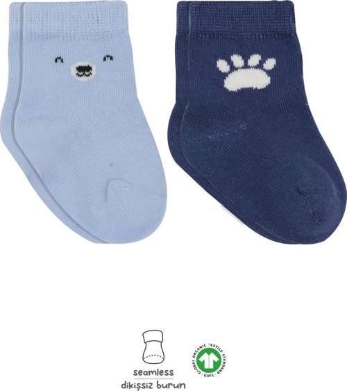 Bear Penye Soket Çorap 2'li Mavi