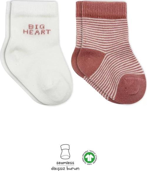 Big Heart Penye Soket Çorap 2'li  Pudra