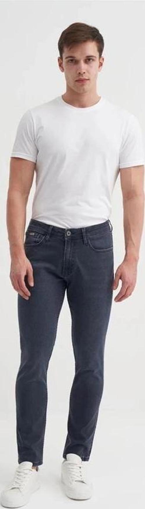 0711 Terry Slim Fit Boru Paça Normal Bel Erkek Kot Pantolon Lacivert