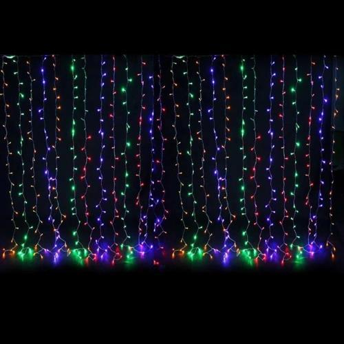 Yps-113Rgb 600 Ledli 2X3 M Perde Led/Ip44 İç Mekan/30 Led*20 Saçak Fişli Çok Renkli
