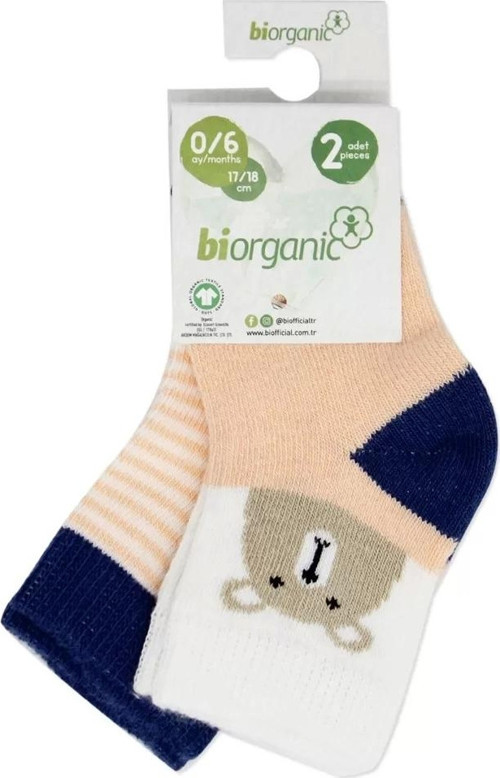 Hello Teddy Bear 2'li Kız Çorap Somon