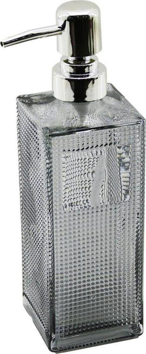 Cam Kare - Şeffaf Şişe--Buzlu Nokta Desen Sıvı Sabunluk 450Ml Gümüş Plastik - Gms1458-3317