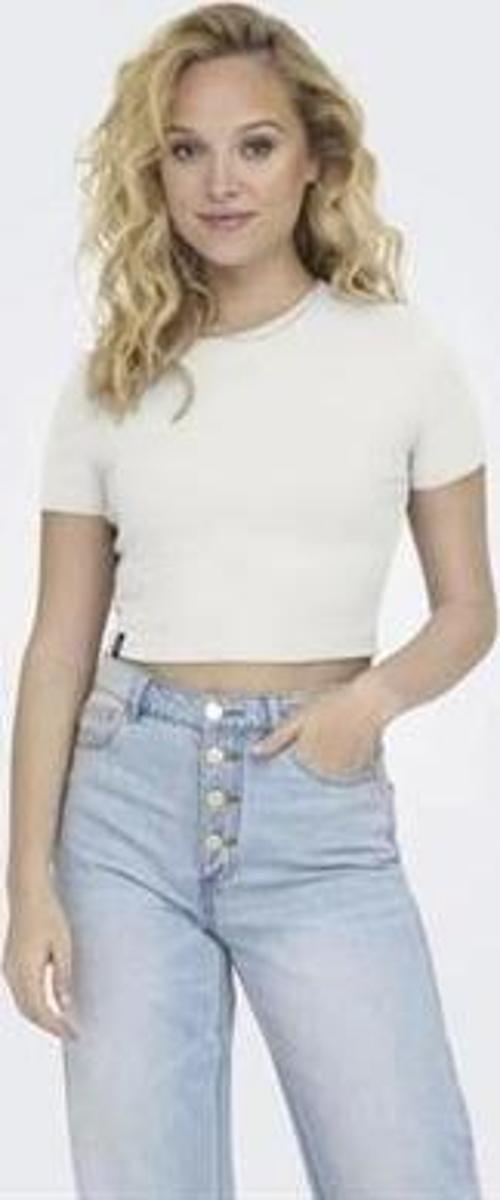 15311891 Likralı Fitilli Crop Kadın T-Shirt Beyaz