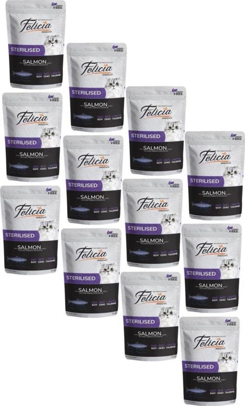 Tahılsız Yetişkin Sterilised Kısırlaştırılmış Somonlu Yaş Kedi Maması 85 Gr (12 Adet)