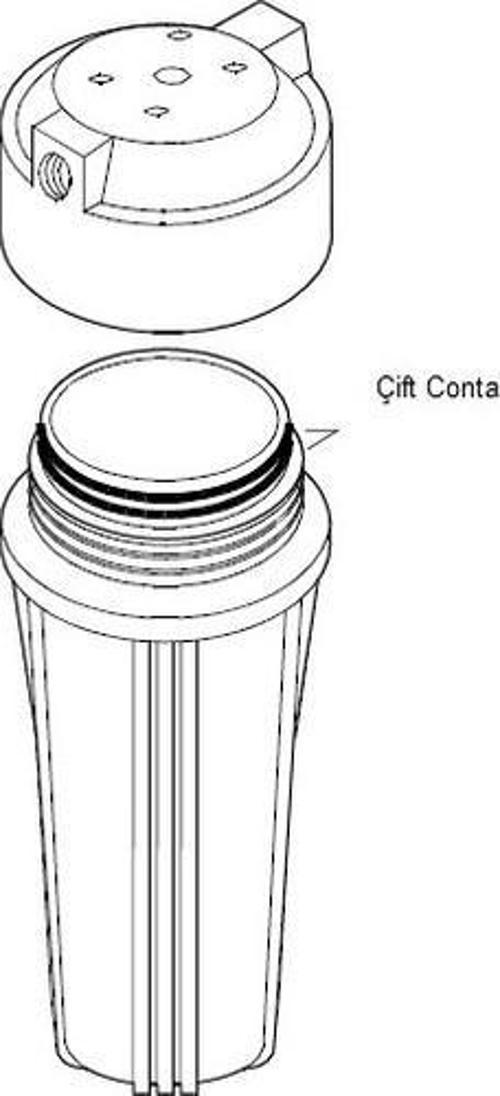 RO Beyaz Husing 10" İnç Beyaz Filtre Kabı 1/4” (Çift O-Ring) Ters Ozmoz İçin