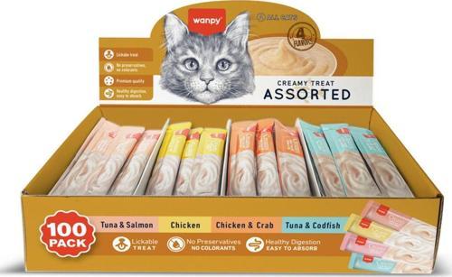 Karışık 4 Lezzet 100'lü Krema Kedi Ödülü 100*14 gr