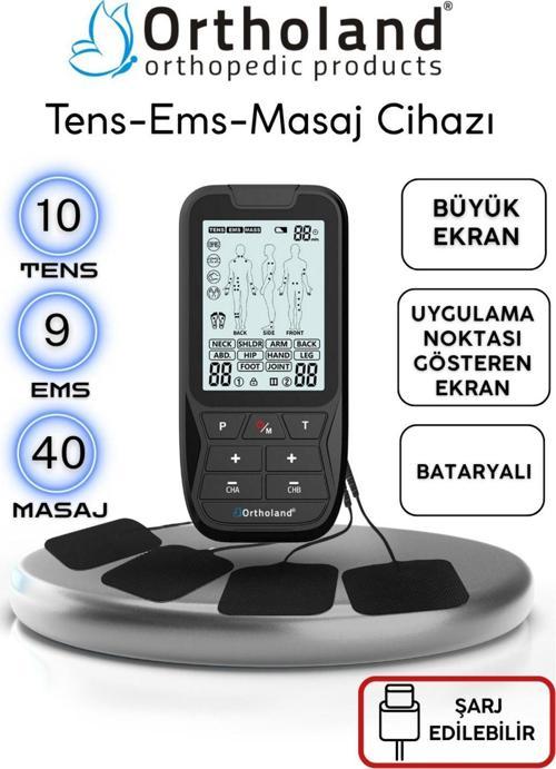 Tens Ems Masaj Cihazı 2 Kanallı Bataryalı Portatif Fizik Tedavi Cihazı Şarj Edilebilir